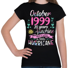 PRINTFASHION Születésnap 1999 Október - Napfény egy kis hurrikánnal! - Női póló - Fekete