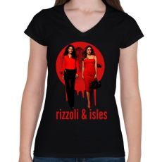 PRINTFASHION Született detektívek (Rizzoli & Isles) - Női V-nyakú póló - Fekete