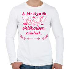 PRINTFASHION Szülinap királynők okt pink - Férfi hosszú ujjú póló - Fehér férfi póló
