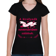 PRINTFASHION Szülinap királynők szalag pink - Női V-nyakú póló - Fekete