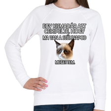 PRINTFASHION Szülinapi Grumpy Cat - Női pulóver - Fehér női pulóver, kardigán