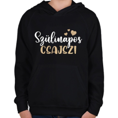 PRINTFASHION szülinapos csajszi - Gyerek kapucnis pulóver - Fekete