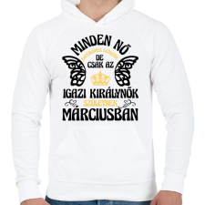 PRINTFASHION Szülinapos királynő_március fekete - Férfi kapucnis pulóver - Fehér férfi pulóver, kardigán