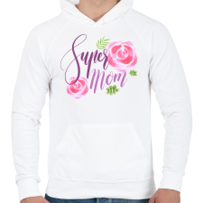 PRINTFASHION Szuper Anya - Férfi kapucnis pulóver - Fehér férfi pulóver, kardigán