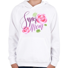 PRINTFASHION Szuper Anya - Gyerek kapucnis pulóver - Fehér gyerek pulóver, kardigán
