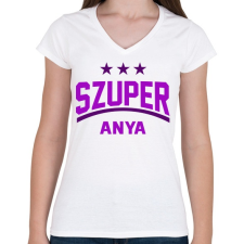 PRINTFASHION Szuper anyák - Női V-nyakú póló - Fehér női póló