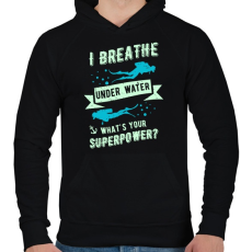 PRINTFASHION Szuper búvár - Férfi kapucnis pulóver - Fekete