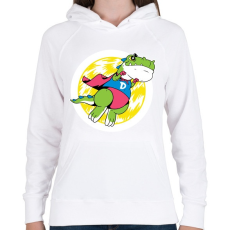 PRINTFASHION Szuper dínó - Női kapucnis pulóver - Fehér