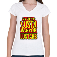 PRINTFASHION Szuper lusta - Női V-nyakú póló - Fehér női póló