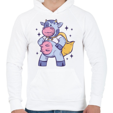 PRINTFASHION Szuper tehén - Férfi kapucnis pulóver - Fehér