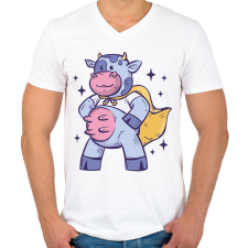 PRINTFASHION Szuper tehén - Férfi V-nyakú póló - Fehér férfi póló