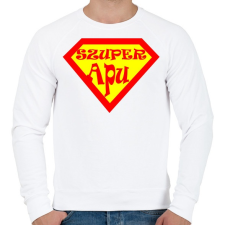 PRINTFASHION Szuperapu - Férfi pulóver - Fehér férfi pulóver, kardigán