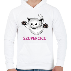 PRINTFASHION SZUPERCICU - Férfi kapucnis pulóver - Fehér