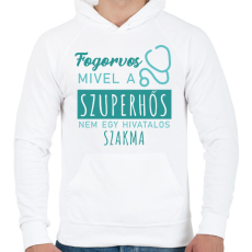 PRINTFASHION Szuperhős - Fogorvos - Férfi kapucnis pulóver - Fehér