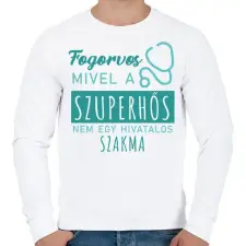 PRINTFASHION Szuperhős - Fogorvos - Férfi pulóver - Fehér férfi pulóver, kardigán