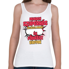 PRINTFASHION SZUPERHŐS FORDÁSZ - Női atléta - Fehér női trikó