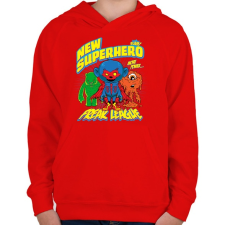 PRINTFASHION Szuperhős - Gyerek kapucnis pulóver - Piros gyerek pulóver, kardigán
