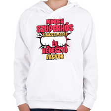 PRINTFASHION SZUPERHŐS HEGESZTŐ - Gyerek kapucnis pulóver - Fehér gyerek pulóver, kardigán