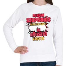 PRINTFASHION SZUPERHŐS HEGESZTŐ - Női pulóver - Fehér női pulóver, kardigán