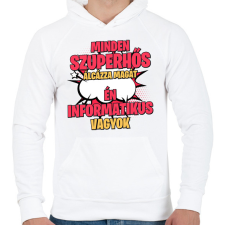 PRINTFASHION SZUPERHŐS INFORMATIKUS - Férfi kapucnis pulóver - Fehér férfi pulóver, kardigán