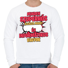 PRINTFASHION SZUPERHŐS INFORMATIKUS - Férfi pulóver - Fehér férfi pulóver, kardigán