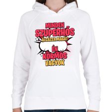 PRINTFASHION SZUPERHŐS KÖRMÖS - Női kapucnis pulóver - Fehér női pulóver, kardigán