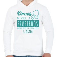 PRINTFASHION Szuperhős - Orvos - Férfi kapucnis pulóver - Fehér férfi pulóver, kardigán