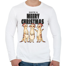 PRINTFASHION Szurikáta karácsony - Férfi hosszú ujjú póló - Fehér férfi póló