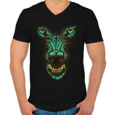 PRINTFASHION Szürkefarkas - Férfi V-nyakú póló - Fekete