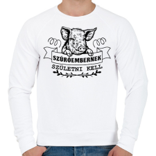 PRINTFASHION Szúróembernek születni kell - Férfi pulóver - Fehér férfi pulóver, kardigán