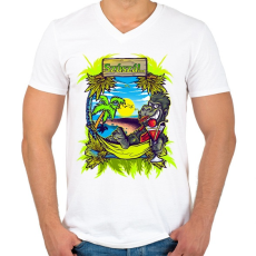 PRINTFASHION Szúszá - relax - Férfi V-nyakú póló - Fehér