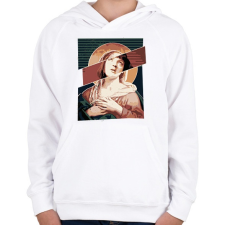 PRINTFASHION Szűz Mia - Gyerek kapucnis pulóver - Fehér gyerek pulóver, kardigán