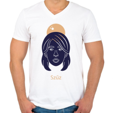 PRINTFASHION Szűz minta - Férfi V-nyakú póló - Fehér