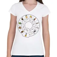 PRINTFASHION Szűz - Női V-nyakú póló - Fehér női póló