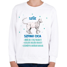 PRINTFASHION Szűz - Szfinx cica - Gyerek pulóver - Fehér