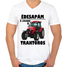 PRINTFASHION T02 - Férfi V-nyakú póló - Fehér