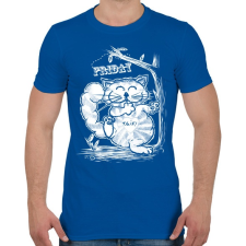 PRINTFASHION T.G.I.F. Cat - Férfi póló - Királykék férfi póló