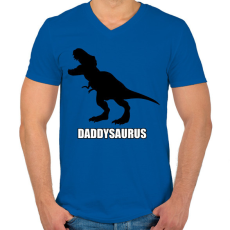 PRINTFASHION T-rex család - Daddysaurus - Férfi V-nyakú póló - Királykék