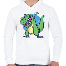 PRINTFASHION T-rex dab - Férfi kapucnis pulóver - Fehér férfi pulóver, kardigán
