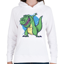 PRINTFASHION T-rex dab - Női kapucnis pulóver - Fehér női pulóver, kardigán