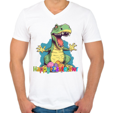 PRINTFASHION T-rex dínó húsvéti tojások - Férfi V-nyakú póló - Fehér