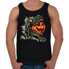PRINTFASHION T-rex es a Halloween tökfej - Férfi atléta - Fekete atléta, trikó