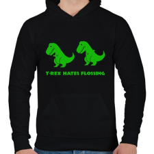 PRINTFASHION T-rex floss dance - Férfi kapucnis pulóver - Fekete férfi pulóver, kardigán