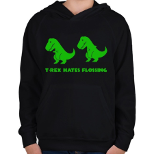 PRINTFASHION T-rex floss dance - Gyerek kapucnis pulóver - Fekete gyerek pulóver, kardigán