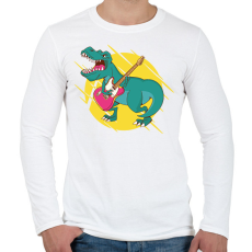 PRINTFASHION T-rex gitárral - Férfi hosszú ujjú póló - Fehér
