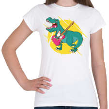 PRINTFASHION T-rex gitárral - Női póló - Fehér női póló