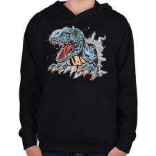 PRINTFASHION T-rex - Gyerek kapucnis pulóver - Fekete gyerek pulóver, kardigán