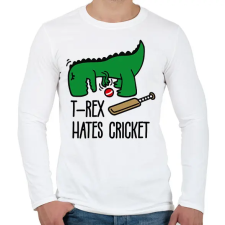 PRINTFASHION T-rex hates cricket - Férfi hosszú ujjú póló - Fehér férfi póló