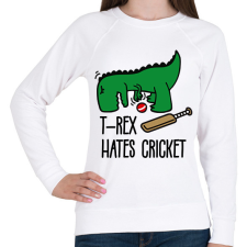 PRINTFASHION T-rex hates cricket - Női pulóver - Fehér női pulóver, kardigán
