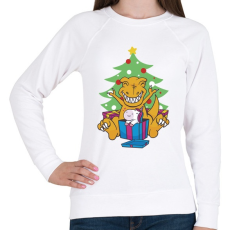 PRINTFASHION T-rex Karácsony - Női pulóver - Fehér